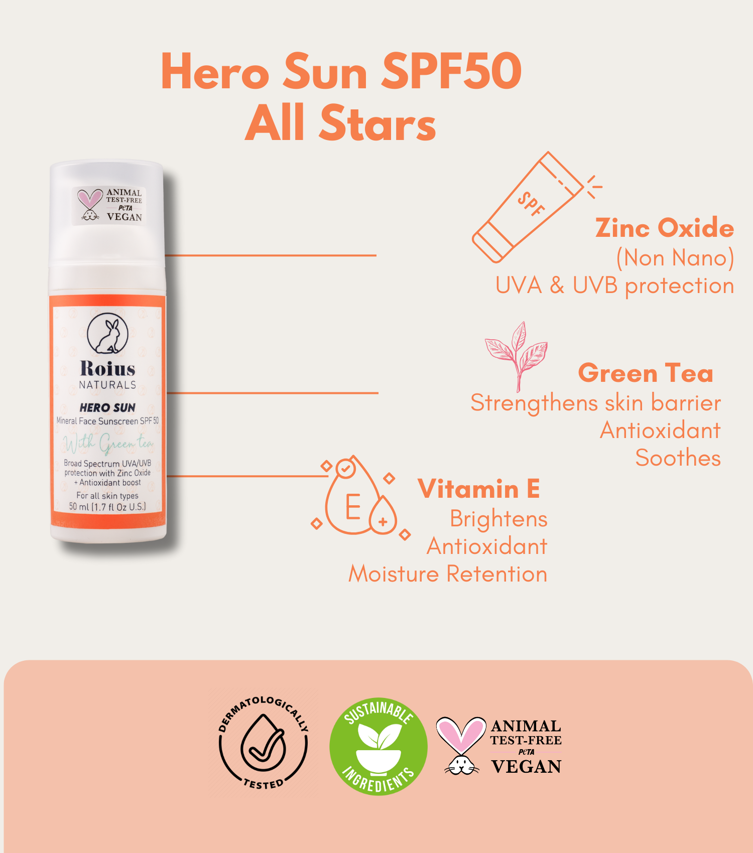 Hero Sun Mineral Face Sunscreen SPF50